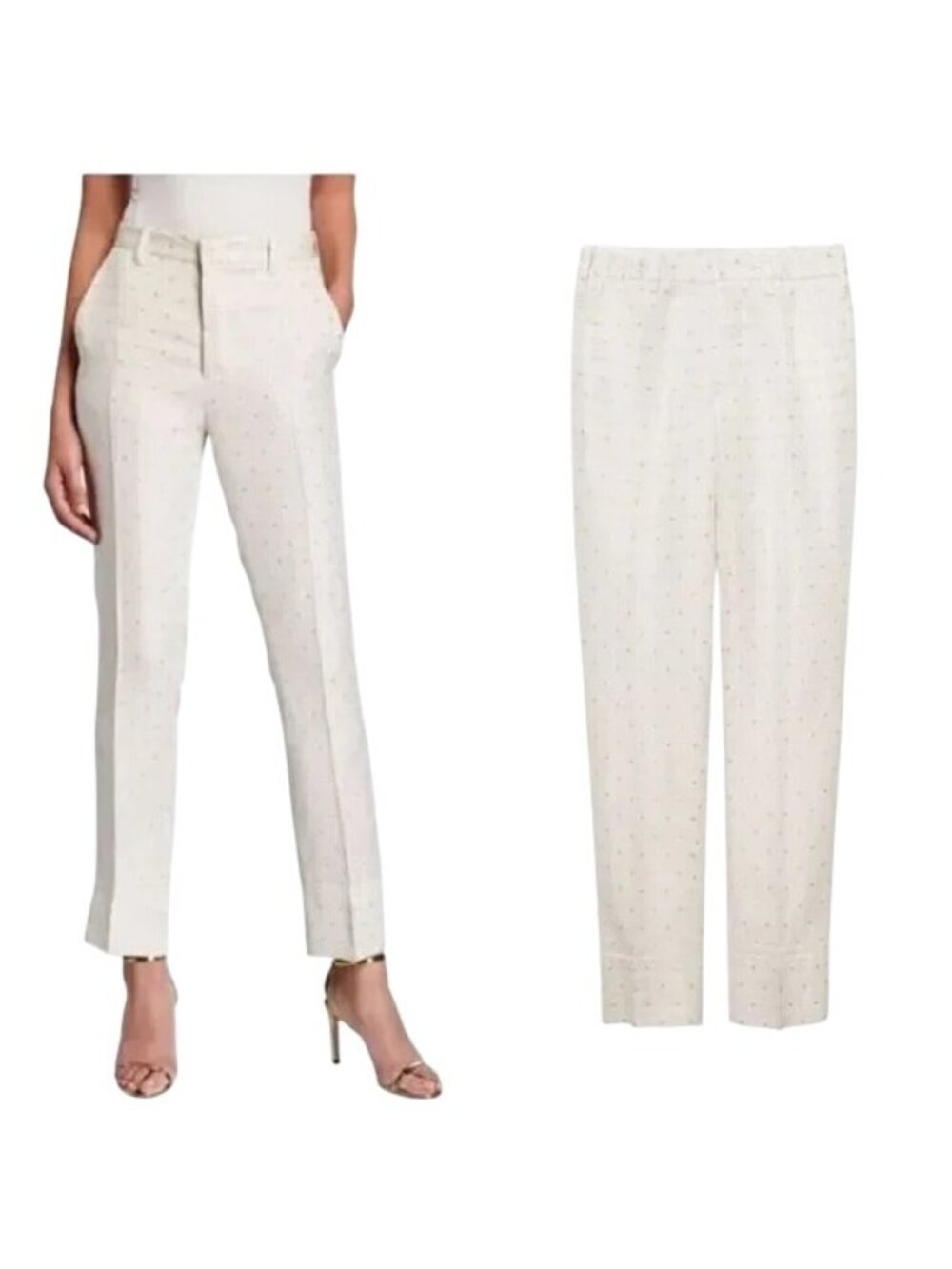 Zadig & Voltaire Pist Jac Star Ivory Gold Trouser Pants Womens Size 36 US 6